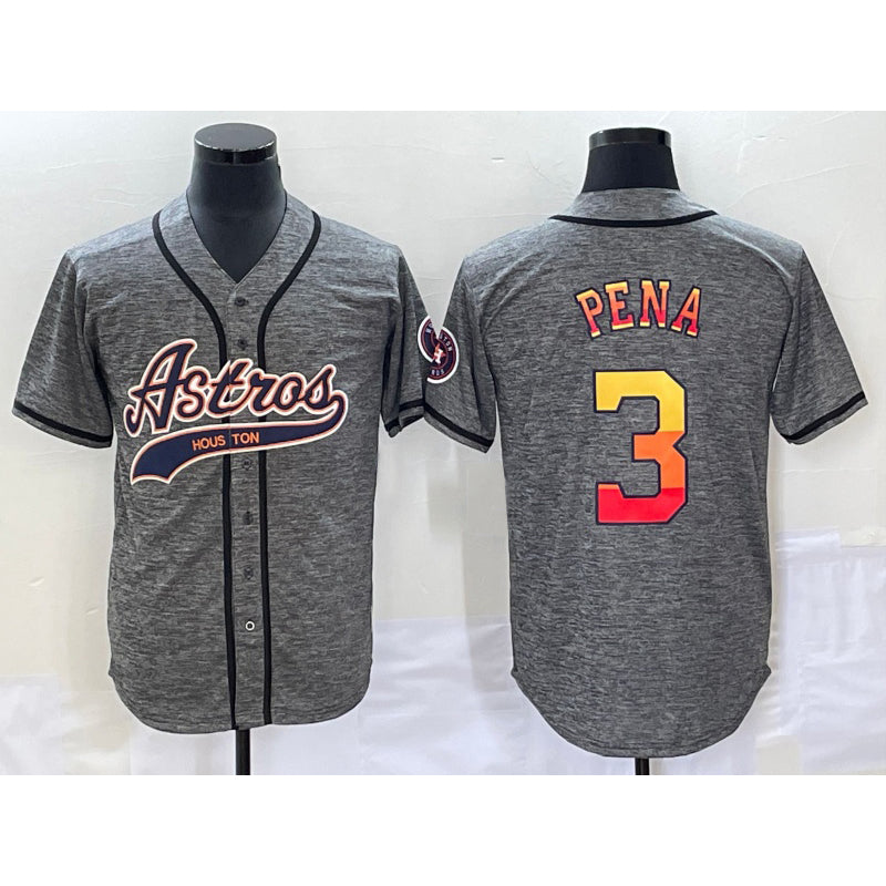 Houston Astros #3 Jeremy Pena Grey BUTLER Gridiron Cool Base Stitched Jersey