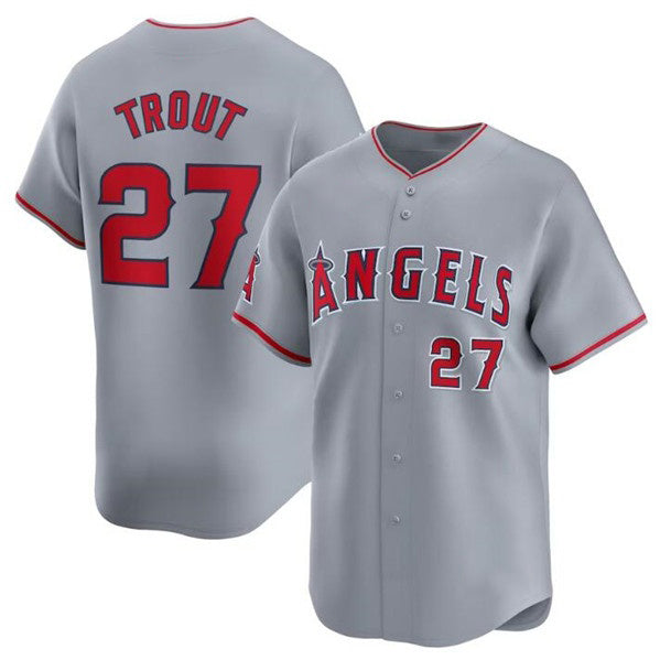 Los Angeles Angels #27 Mike Trout Gray BUTLER Away Limited Stitched Jersey