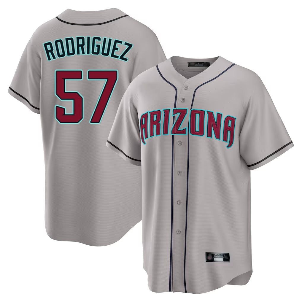 Arizona Diamondbacks #57 Eduardo Rodriguez Player Gray BUTLER Road Home Game Stitched Jerseys