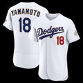 Los Angeles Dodgers #18 Yoshinobu Yamamoto White BUTLER 2026 Gold Collection Authentic Jersey