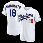 Los Angeles Dodgers #18 Yoshinobu Yamamoto White BUTLER 2026 Gold Collection Authentic Jersey