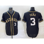 Houston Astros #3 Jeremy Pena Black Gold BUTLER Player Number Cool Base Jersey