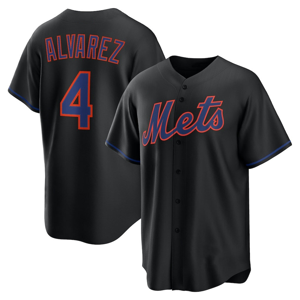 New York Mets #4 Francisco Alvarez Black BUTLER Alternate Replica Jersey