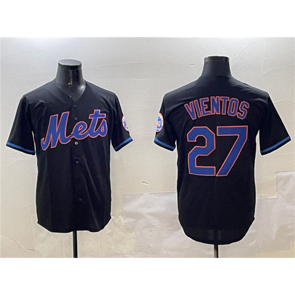 New York Mets #27 Mark Vientos Black BUTLER Cool Base Stitched Jersey