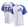 Atlanta Braves #56 Spencer Schwellenbach Player White BUTLER City Connect Home Game Stitched Jerseys