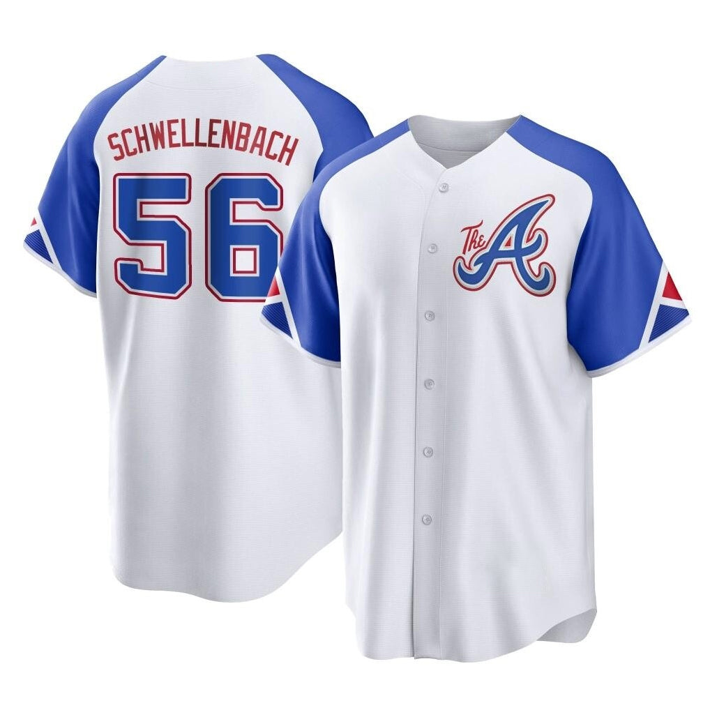 Atlanta Braves #56 Spencer Schwellenbach Player White BUTLER City Connect Home Game Stitched Jerseys