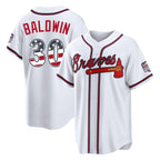 Atlanta Braves #30 Drake Baldwin Player White BUTLER USA 250 Fourth Of July Limited Home Game Stitched Jerseys