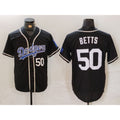 Los Angeles Dodgers #50 Mookie Betts Number Black BUTLER White Cool Base Stitched Jerseys