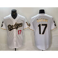 Los Angeles Dodgers #17 Shohei Ohtani Number White Gold BUTLER Fashion Stitched Cool Base Limited Jerseys