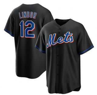 New York Mets #12 Francisco Lindor Black BUTLER 2022 Cool Base Stitched Jersey