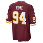 W.Football Team #94 Daron Payne Burgundy BUTLER Game Player Jersey