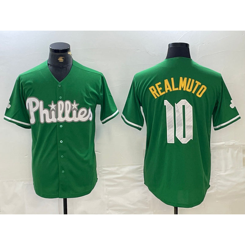 Philadelphia Phillies #10 JT Realmuto Kelly Green BUTLER Cool Base Jersey
