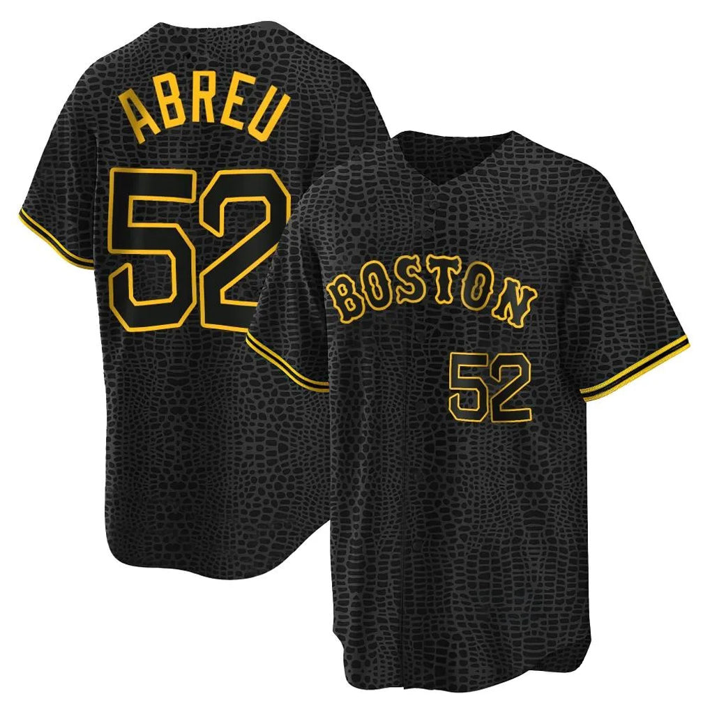 Boston Red Sox #52 Wilyer Abreu Player Black BUTLER Snake Skin City Home Game Stitched Jerseys