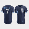 Kansas City Royals #7 Bobby Witt Jr. 2022 Navy BUTLER City Connect Flex Base Stitched Jersey