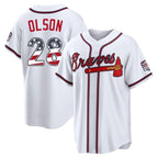 Atlanta Braves #28 Matt Olson Player White BUTLER USA 250 Fourth Of July Limited Home Game Stitched Jerseys
