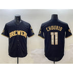 Milwaukee Brewers #11 Jackson Chourio Black Gold BUTLER With Home Patch Limited Stitched Jersey