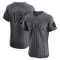 New York Mets #12 Francisco Lindor Gray BUTLER City Connect Elite Jersey