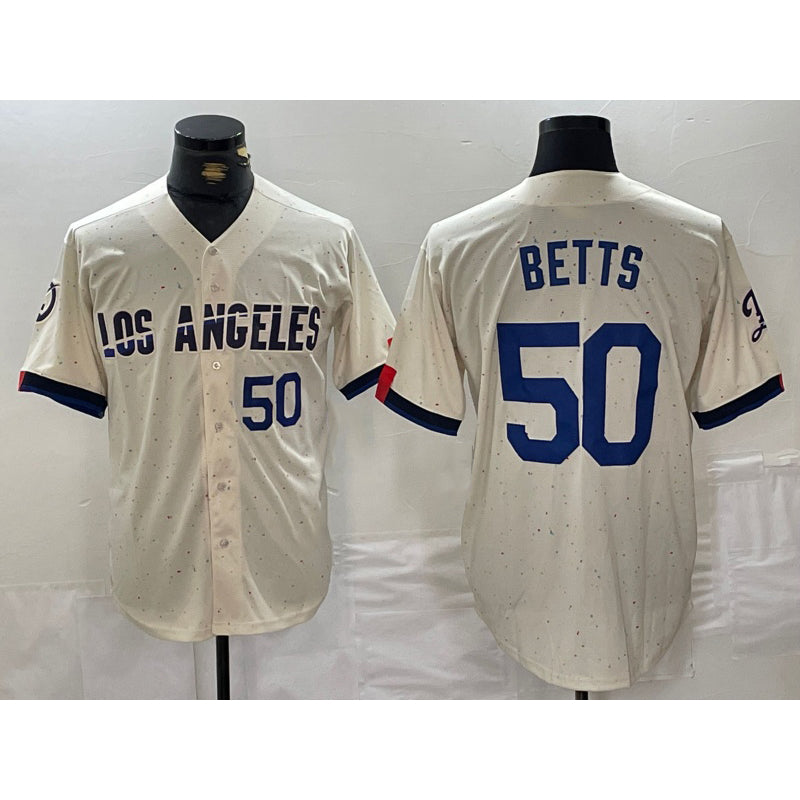 Los Angeles Dodgers #50 Mookie Betts Number Cream BUTLER 2024 City Connect Limited Stitched Jerseys