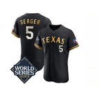 Texas Rangers #5 Corey Seager Black Gold BUTLER 2023 World Series Flex Base Stitched Jersey