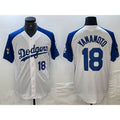 Los Angeles Dodgers #18 Yoshinobu Yamamoto Number White Blue BUTLER Fashion Stitched Cool Base Limited Jersey 2