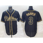Philadelphia Phillies #3 Bryce Harper Black Gold BUTLER Cool Base Stitched Jersey