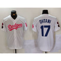 Los Angeles Dodgers #17 Shohei Ohtani White Pink BUTLER Vin & Kobe Patch Stitched Jersey 2