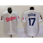 Los Angeles Dodgers #17 Shohei Ohtani White Pink BUTLER Vin & Kobe Patch Stitched Jersey 2
