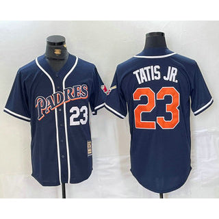 San Diego Padres #23 Fernando Tatis Jr Navy Blue BUTLER Stitched Cool Base Throwback Jersey