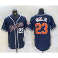San Diego Padres #23 Fernando Tatis Jr Navy Blue BUTLER Stitched Cool Base Throwback Jersey