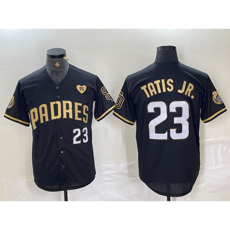 San Diego Padres #23 Fernando Tatis Jr Black Gold BUTLER With Patch Cool Base Stitched Jersey