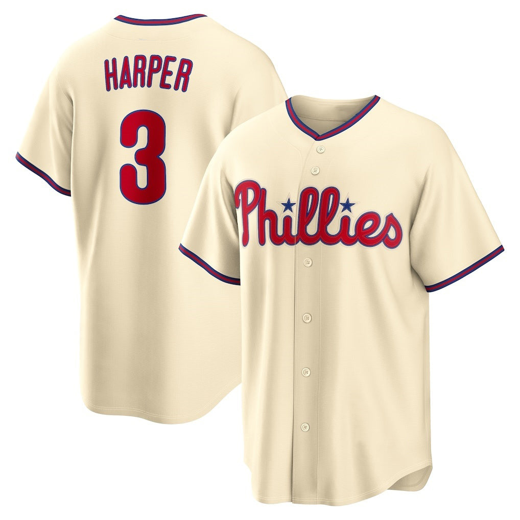 Philadelphia Phillies #3 Bryce Harper Cream BUTLER Alternate Replica Jersey