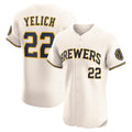 Milwaukee Brewers #22 Christian Yelich Cream BUTLER Home Elite Player Jersey