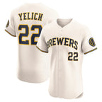 Milwaukee Brewers #22 Christian Yelich Cream BUTLER Home Elite Player Jersey