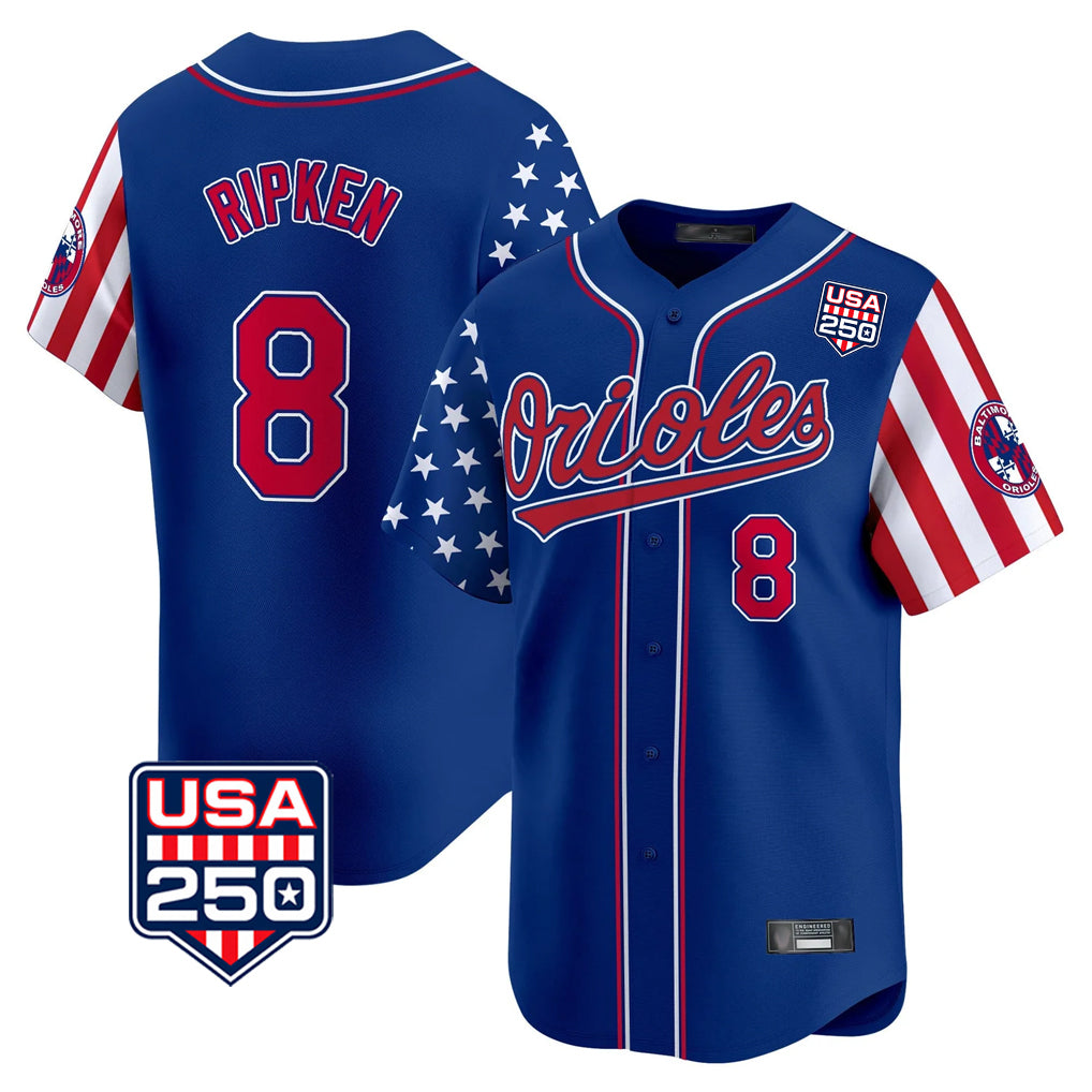 Baltimore Orioles #8 Cal Ripken Player Royal BUTLER USA 250 Independence Day Vapor Premier Limited Home Game Stitched Jerseys