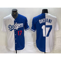 Los Angeles Dodgers #17 Shohei Ohtani Number White Blue BUTLER Two Tone Stitched Jersey 2