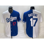 Los Angeles Dodgers #17 Shohei Ohtani Number White Blue BUTLER Two Tone Stitched Jersey 2