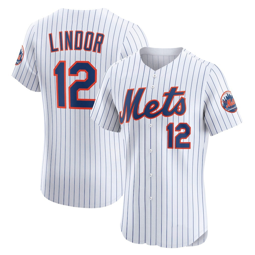 New York Mets #12 Francisco Lindor White BUTLER Home Elite Player Jersey