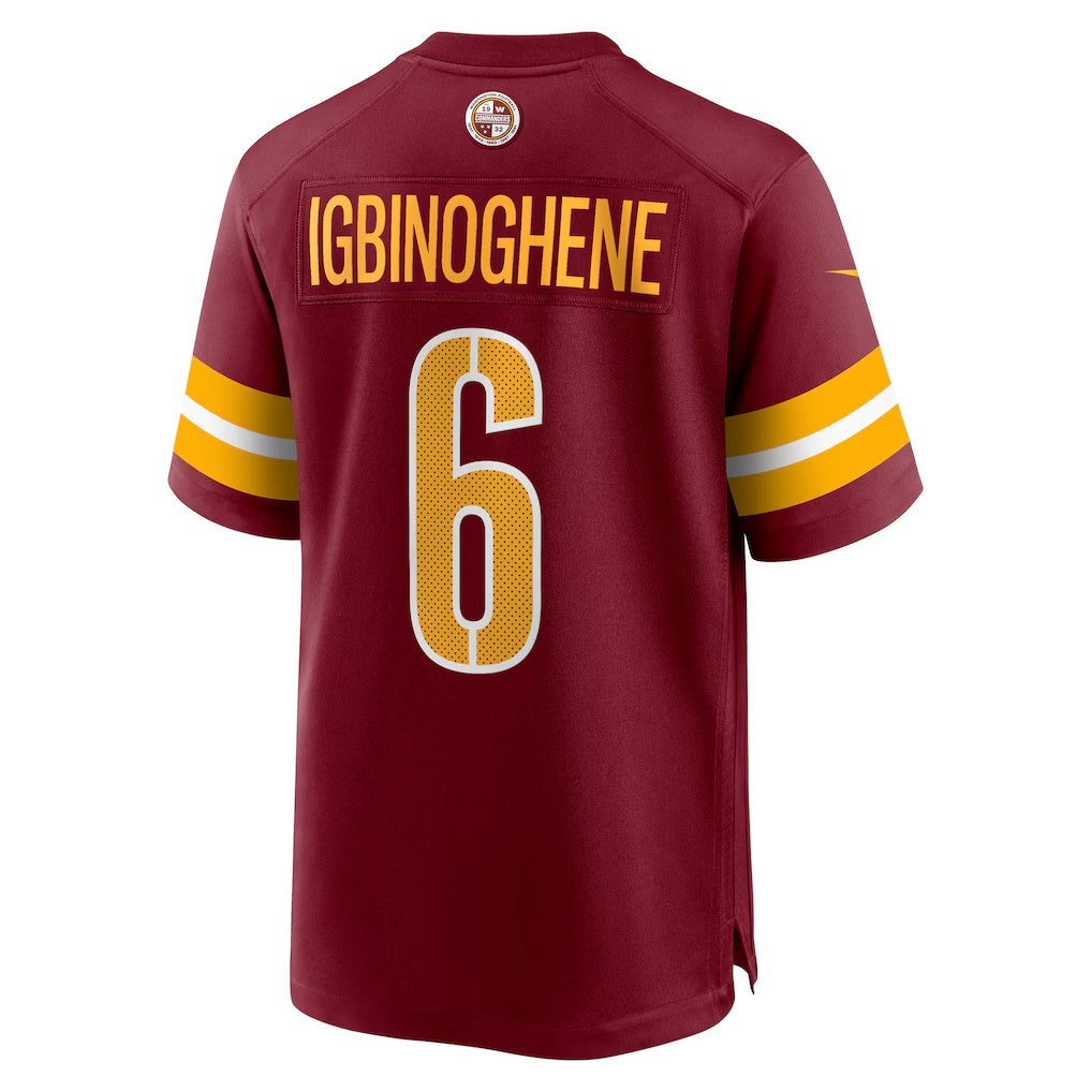 W.Commanders #6 Noah Igbinoghene Burgundy BUTLER Team Game Jersey