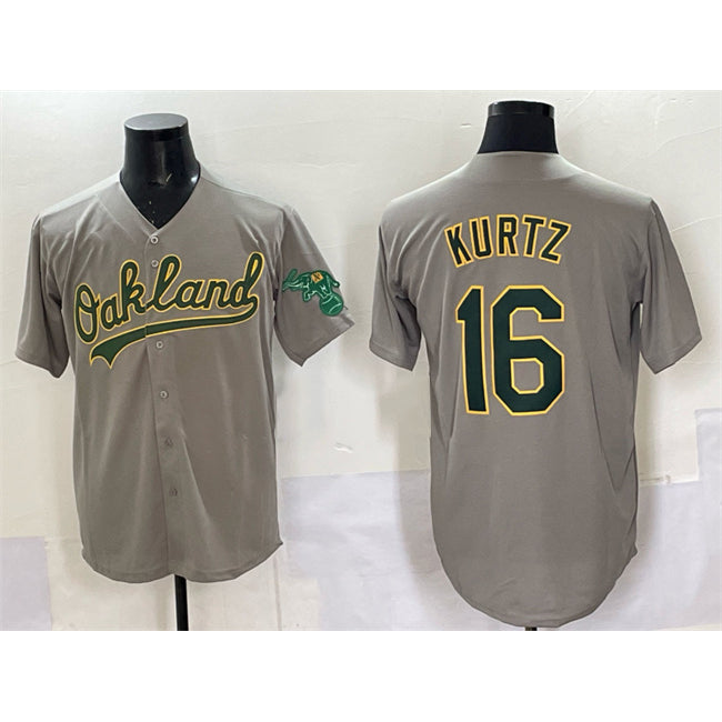 Oakland Athletics #16 Nick Kurtz Grey BUTLER Cool Base Stitched Baseball Jersey