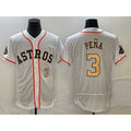 Houston Astros #3 Jeremy Pena Number 2023 White Gold BUTLER World Serise Champions Patch Flex Base Stitched Jersey 2