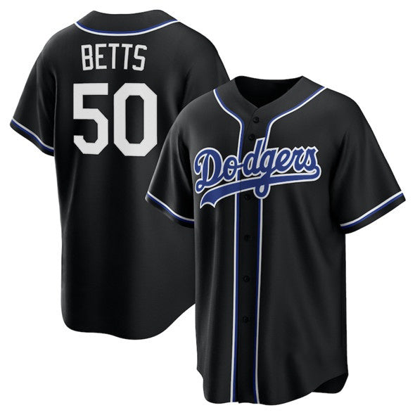 Los Angeles Dodgers #50 Mookie Betts Black BUTLER Lights Out Limited Stitched Jersey