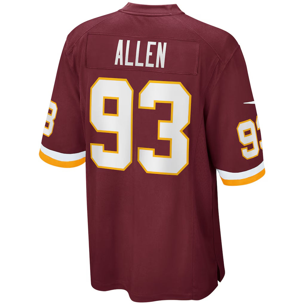 W.Football Team #93 Jonathan Allen Burgundy BUTLER Home Game Jersey