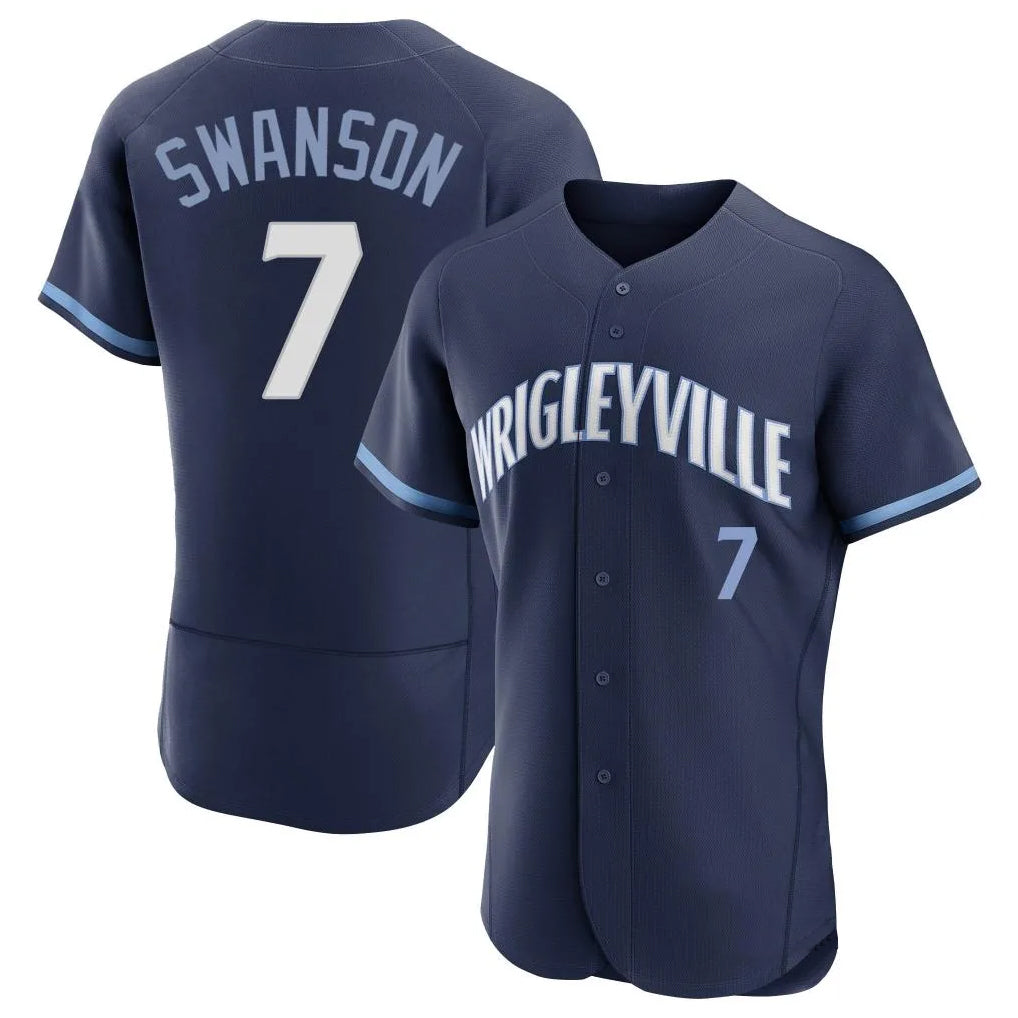 Chicago Cubs #7 Dansby Swanson Player Navy BUTLER City Connect Limited Elite Home Stitched Jerseys