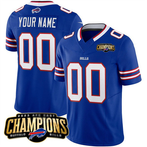 Custom B.Bills Active Player Blue BUTLER 2023 F.U.S.E. AFC East Champions Ptach Stitched Jersey