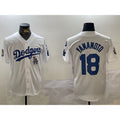 Los Angeles Dodgers #18 Yoshinobu Yamamoto White BUTLER 2024 World Series With Fernando Memorial Patch Home Limited Stitched Jersey