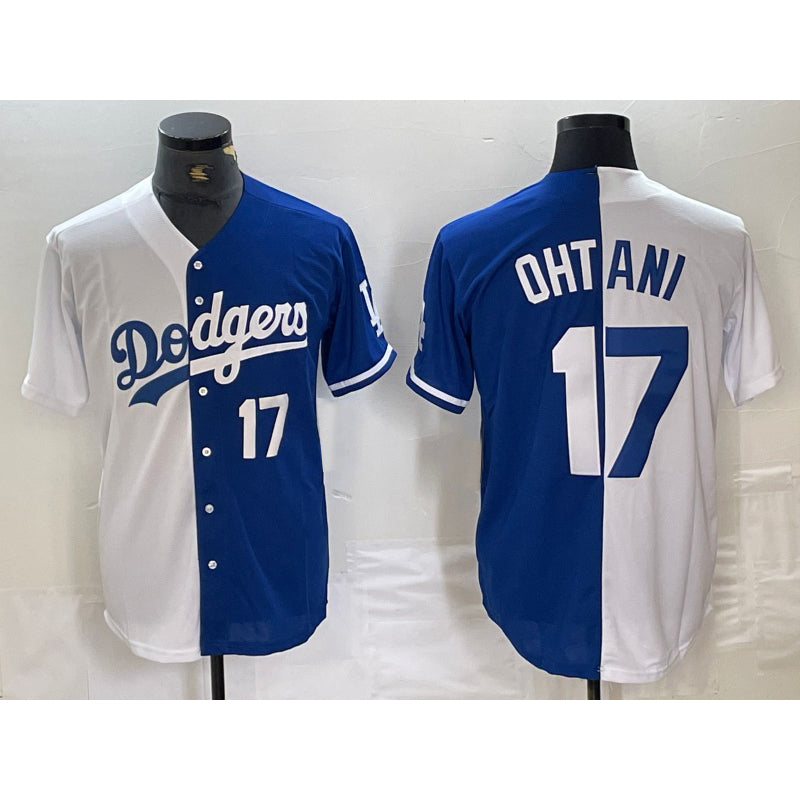 Los Angeles Dodgers #17 Shohei Ohtani Number White Blue BUTLER Two Tone Stitched Jersey 3