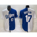 Los Angeles Dodgers #17 Shohei Ohtani Number White Blue BUTLER Two Tone Stitched Jersey 3