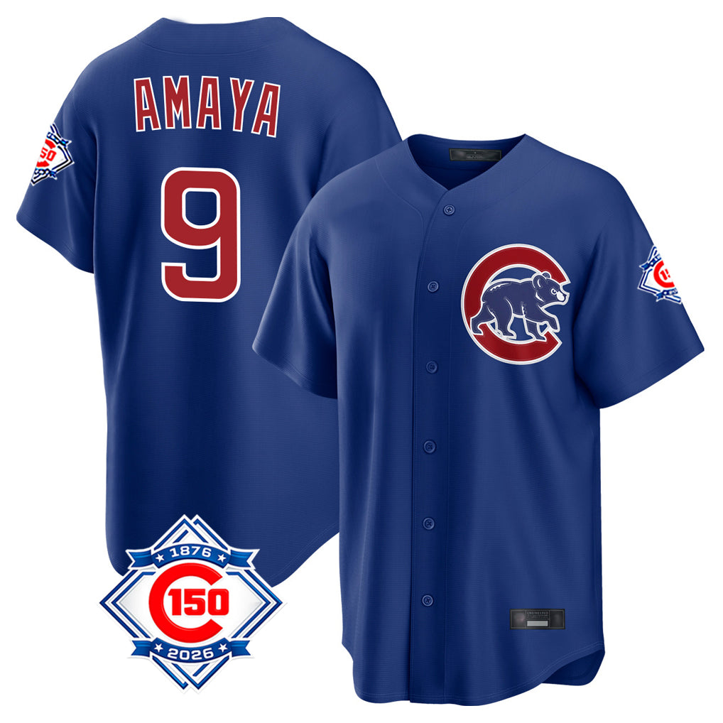 Chicago Cubs #9 Miguel Amaya Player Royal BUTLER 150th Anniversary Home Game Stitched Jerseys