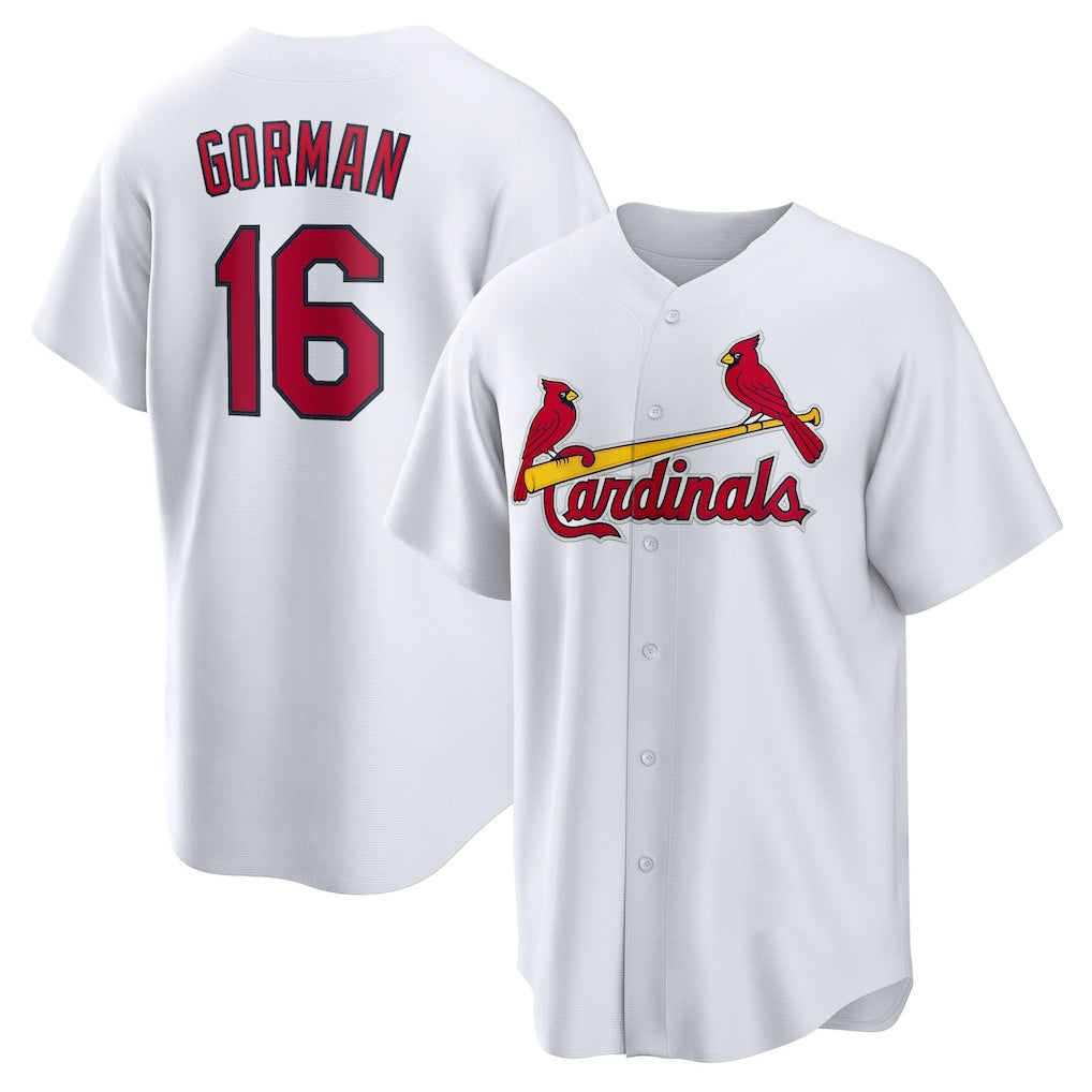 St. Louis Cardinals #16 Nolan Gorman White BUTLER Home Replica Jersey