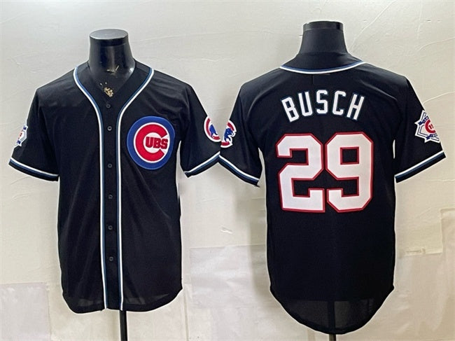 Chicago Cubs #29 Michael Busch 150th Anniversary Black BUTLER Out Style Vapor Premier Limited Stitched Jersey